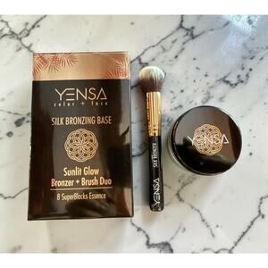 YENSA Silk Bronzing Base SUNLIT GLOW Bronzer & Brush Duo BNIB $50